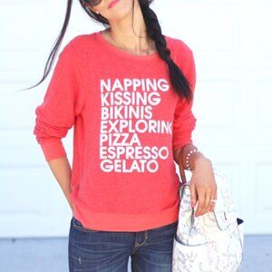 Wildfox Sweatshirt Red White Napping Kissing Bikinis
